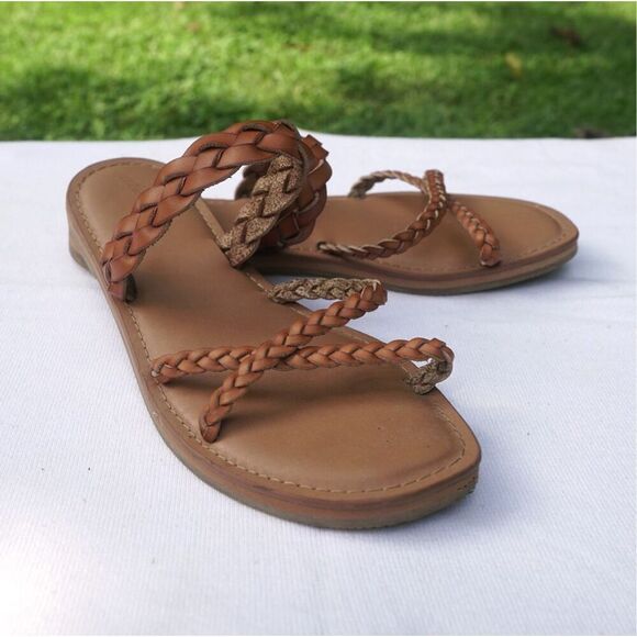 Universal Thread Brown Braided Faux Leather Sandals - Picture 2 of 8